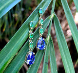 14K Gold Tanzanite and Tsavorite Garnet Drop Earrings Kirsten's Corner