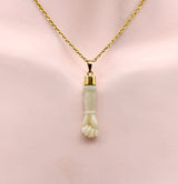 Vintage Carved Opal Figa Pendant with 14K Gold Cap Pendant, Charm Kirsten's Corner