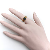 14K Gold Victorian Banded Agate and Turquoise Enamel Mourning Ring Ring Kirsten's Corner