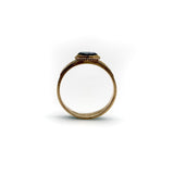 14K Gold Victorian Banded Agate and Turquoise Enamel Mourning Ring Ring Kirsten's Corner
