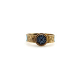 14K Gold Victorian Banded Agate and Turquoise Enamel Mourning Ring Ring Kirsten's Corner