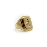 18K Gold Victorian Signet Ring with Bird on Wheat Ring Kirsten's Corner