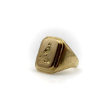 18K Gold Victorian Signet Ring with Bird on Wheat Ring Kirsten's Corner