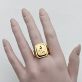 18K Gold Victorian Signet Ring with Bird on Wheat Ring Kirsten's Corner