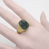 14K Gold Bloodstone Edwardian Intaglio Signet Ring Ring Kirsten's Corner