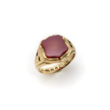 15K Gold Victorian Banded Agate Shield Shaped Signet Ring Ring Kirsten's Corner