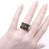 Edwardian 14K Gold Diamond, Ruby, Sapphire, Garnet, Pearl Harem Ring Ring Kirsten's Corner