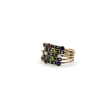 Edwardian 14K Gold Diamond, Ruby, Sapphire, Garnet, Pearl Harem Ring Ring Kirsten's Corner
