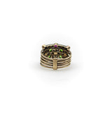 Edwardian 14K Gold Diamond, Ruby, Sapphire, Garnet, Pearl Harem Ring Ring Kirsten's Corner