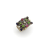 Edwardian 14K Gold Diamond, Ruby, Sapphire, Garnet, Pearl Harem Ring Ring Kirsten's Corner