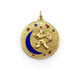 14K Gold Sagittarius Enameled Moon and Star Pendant Pendant Kirsten's Corner