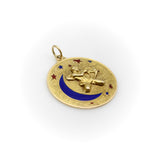 14K Gold Sagittarius Enameled Moon and Star Pendant Pendant Kirsten's Corner