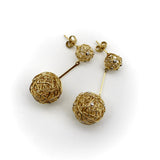 18K Gold Diamond and Wire Ball Dangle Earrings Earrings Kirsten's Corner