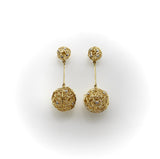 18K Gold Diamond and Wire Ball Dangle Earrings Earrings Kirsten's Corner