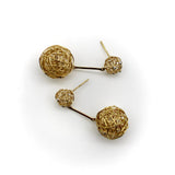 18K Gold Diamond and Wire Ball Dangle Earrings Earrings Kirsten's Corner