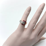 Retro 14K Gold Diamond and Ruby Buckle Ring Ring Kirsten's Corner