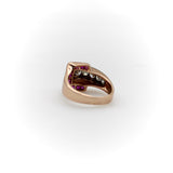 Retro 14K Gold Diamond and Ruby Buckle Ring Ring Kirsten's Corner