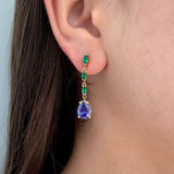 14K Gold Tanzanite and Tsavorite Garnet Drop Earrings Kirsten's Corner