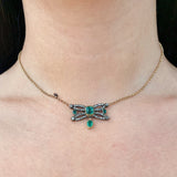 Georgian Component Diamond and Emerald 14K Gold and Silver Necklace Necklace Kirsten's Corner