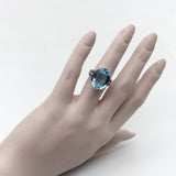 14K White Gold, Diamond, and Blue Topaz Ring 19+ Carats Ring Kirsten's Corner Jewelry
