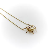 14K Gold Mid-Century Spider Necklace with Pearls and Rubies Kirsten's Corner