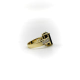 14K Gold Indicolite Emerald Cut Tourmaline and Diamond Cocktail Ring Ring Kirsten's Corner