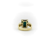 14K Gold Indicolite Emerald Cut Tourmaline and Diamond Cocktail Ring Ring Kirsten's Corner
