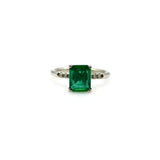Platinum Emerald and Diamond Solitaire Ring Ring Kirsten's Corner