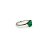 Platinum Emerald and Diamond Solitaire Ring Ring Kirsten's Corner