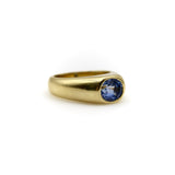 Vintage 18K Gold Handmade Gypsy Ring with Ceylon Sapphire Ring Kirsten's Corner