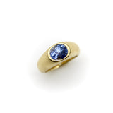 Vintage 18K Gold Handmade Gypsy Ring with Ceylon Sapphire Ring Kirsten's Corner