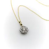 Edwardian Platinum-Topped Gold-Backed Diamond Flower Pendant with 14K Gold Chain Necklaces, Pendants Kirsten's Corner