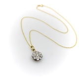 Edwardian Platinum-Topped Gold-Backed Diamond Flower Pendant with 14K Gold Chain Necklaces, Pendants Kirsten's Corner