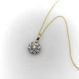 Edwardian Platinum-Topped Gold-Backed Diamond Flower Pendant with 14K Gold Chain Necklaces, Pendants Kirsten's Corner