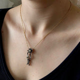 Early Victorian Rose Cut Diamond 14K Gold and Silver Flower Necklace Necklace Kirsten's Corner
