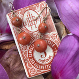 Victorian 18K Gold French Coral Ball Dangle Earrings Kirsten's Corner