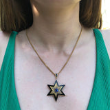 Victorian 14K Gold Star Pendant with Black Enamel, Pearl, and Sapphire Pendant Kirsten's Corner