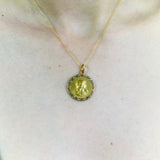 18K Gold Art Nouveau Round Medallion with Maiden Profile Pendant Kirsten's Corner