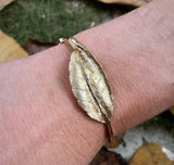 14K Gold Retro Leaf Bangle Bracelet Bracelet Kirsten's Corner