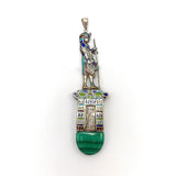 Egyptian Revival 800 Silver Enamel Figurative Pendant with Malachite Pendant Kirsten's Corner