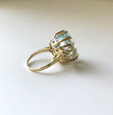 Vintage 14K Gold Aquamarine and Diamond Cocktail Ring