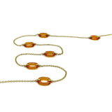 14K Gold and Carved Amber Glass Oval Link Necklace Kirsten's Corner 