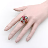 14K Gold Vintage Tutti Frutti Aquamarine Diamond and Pink Tourmaline Cocktail Ring RING Kirsten's Corner 