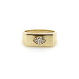 Signature 14K Gold Marquise Diamond Signet Ring ring Kirsten's Corner 