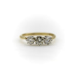 Art Deco 18K Gold & Platinum Three-Stone Old European Cut Diamond Ring ring Kirsten's Corner 