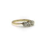 Art Deco 18K Gold & Platinum Three-Stone Old European Cut Diamond Ring ring Kirsten's Corner 