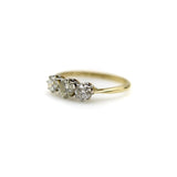 Art Deco 18K Gold & Platinum Three-Stone Old European Cut Diamond Ring ring Kirsten's Corner 