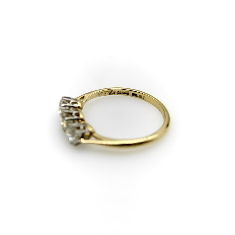 Art Deco 18K Gold & Platinum Three-Stone Old European Cut Diamond Ring ring Kirsten's Corner 