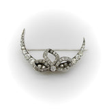 Victorian Old Mine Cut Diamond Crescent Moon with Bow Brooch Brooches, Pins Kirsten's Corner 