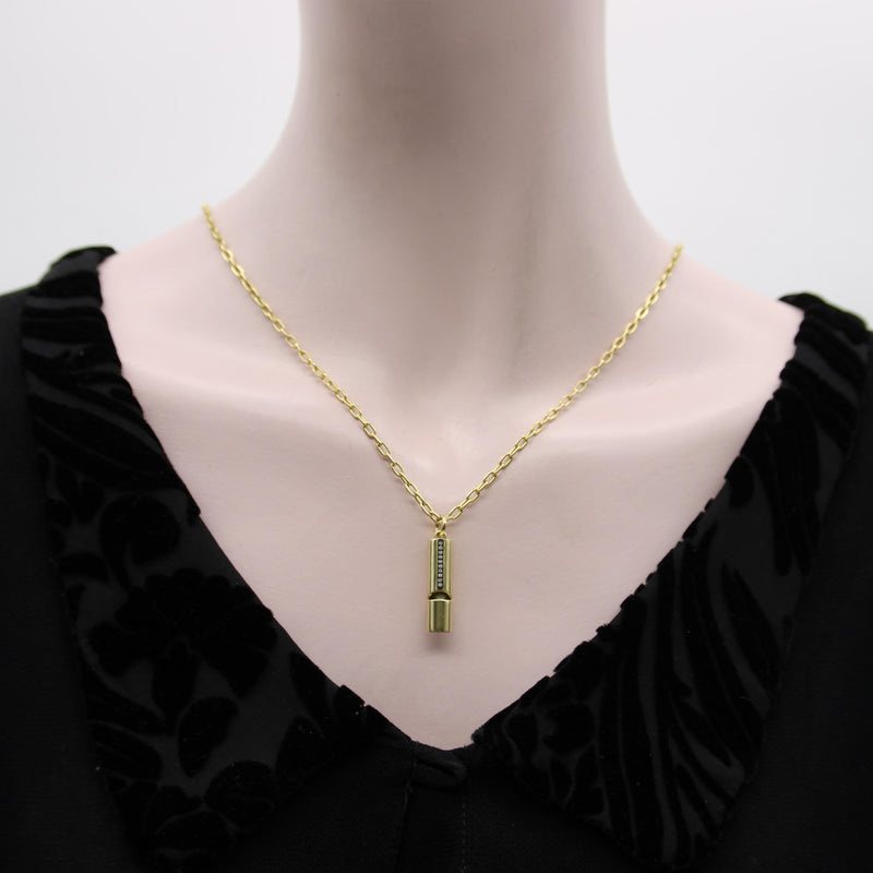 18K Gold Signature Whistle with Diamond Studded Line Pendant, Charm Kirsten's Corner 